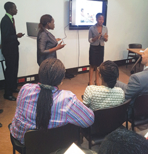 Civil Liberty's team, making presentation on their project