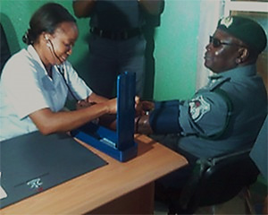 Tahir (right) at the clinic