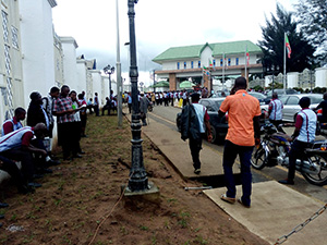 Imo community watch blocking access to govt house Owerri.