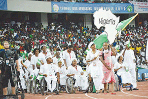 Nigeria Powerlifters at the end of the AG in Brazzavile. Team Nigeria placed second on the overall medals table