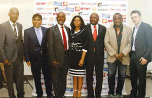 From left: Oluboyede; Peeyush Garg (Chairman, Daraju Industries); Reuben Onwubiko (Chief Operating Officer, Afro Beverages and Distillers); Josephine Aligwekwe (CEO, V & O Communications); Nick Imudi (Alcatel MD, West & Central Africa MD); Tayo Ogundipe (founder/CEO, Solo Phones); and Guillaume Raffy (Jumia Nigeria MD Sales); at the event.