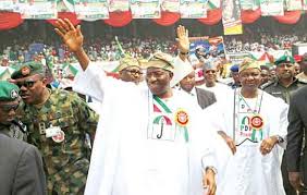 Jonathan, VP Sambo at PDP rally