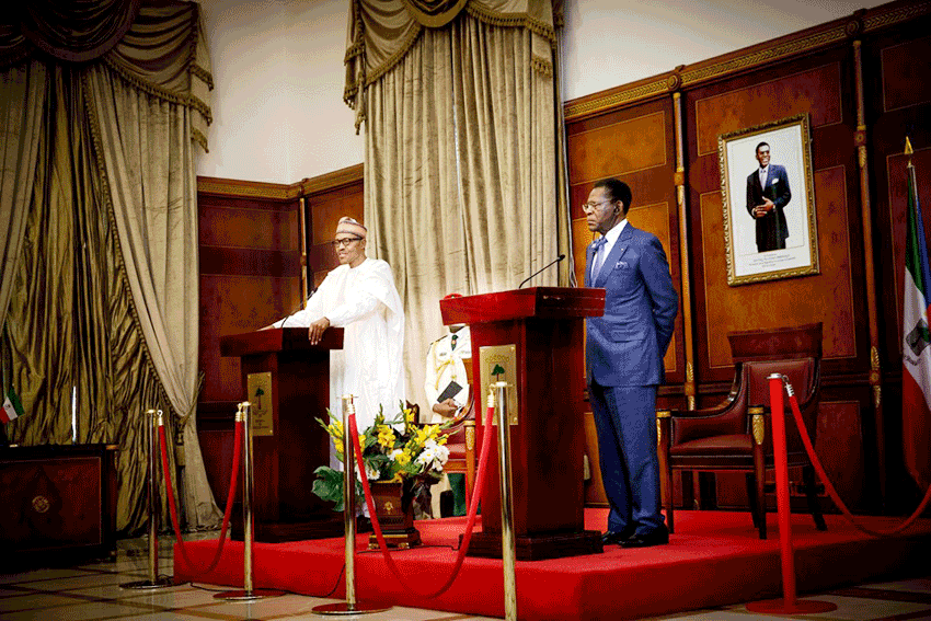 Presidents Buhari and Mbasogo hold joint press conference in Malabo