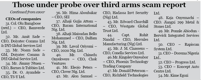Those under probe over third arms scam report2