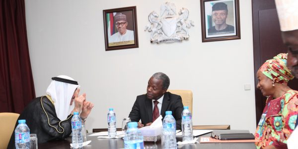 Kuwaiti Ambassador to Nigeria, H.E. Dr. Abdulaziz Al-sharrah, during a courtesy visit to H.E. Vice President Prof. Yemi Osinbajo SAN and Maryam Uwais Special Adviser to the President on Social Investment in the Office of the Vice President, Presidential Villa, State House Abuja Fri. 19 Aug 2016