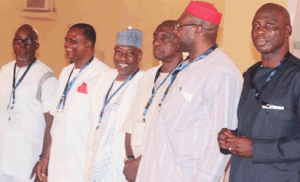 L-R: Pinnick, Umeh, Yola, Ogunjobi, Uchegbulam and Iorfa during the election