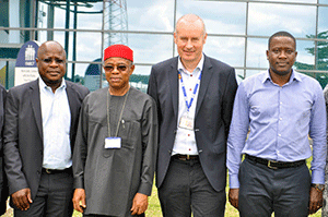 Freddy Messanvi, Legal & External Affairs Director, British American Tobacco Nigeria (BATN) (left); Dr. Frank Udemba Jacobs (MON) President of Manufacturers Association of Nigeria (MAN); Chris McAllister, MD, BATN; and Charles Kyalo, Operations Director, BATN, during the courtesy visit by the officials of MAN to BAT Ibadan factory Monday June 1st, 2015.