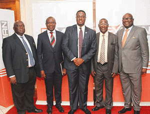 From left: OAAN President, Tunde Adedoyin; Okeme; Olaniyan; Koledoye; and Ufot at the event in Lagos.