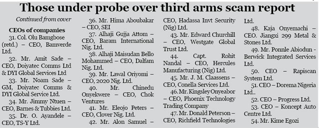 Those under probe over third arms scam report2