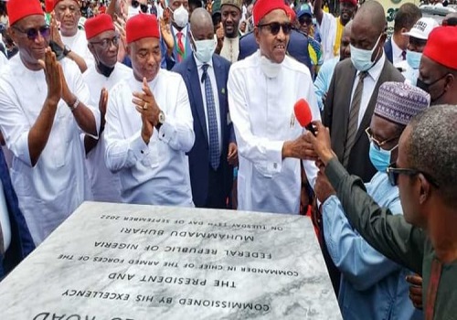 BREAKING: Buhari arrives Imo, commissions projects